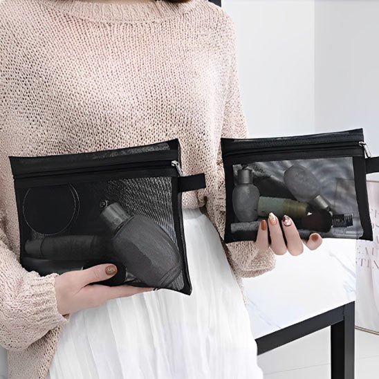 trousse maquillage en maille nomadel pratique