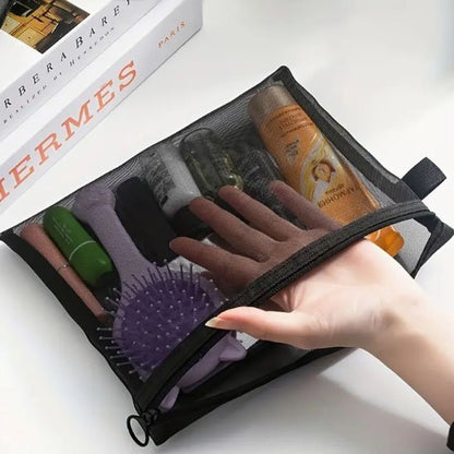 trousse maquillage en maille nomadel transparente