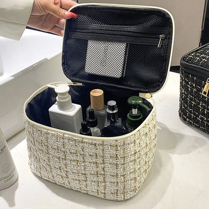 Intérieur trousse maquillage tricot blanche – rangement facile grande capacité