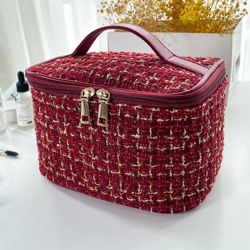 Trousse maquillage tricot grande capacité rouge – KnitBox